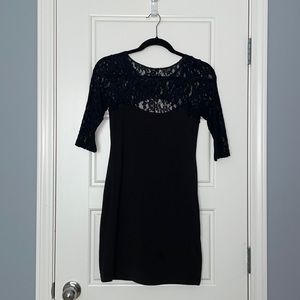 Sexy black lace dress with cutout